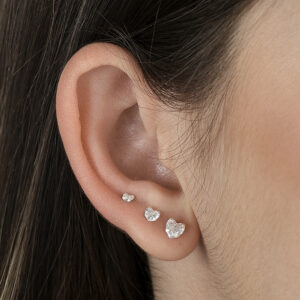 Trio de Ponto de Luz de Coração em Prata 925